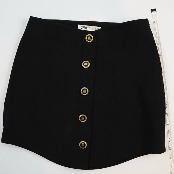 Zara Classic Black Mini Skirt w/ Gold Buttons - M - EUC - Picture 6 of 7
